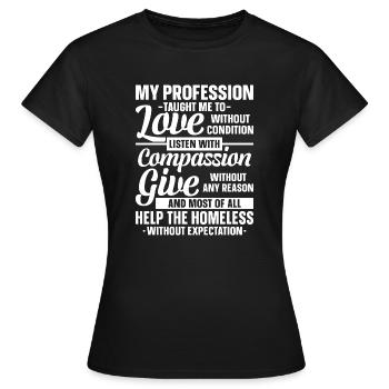 Sensibilisation aux sans-abri - T-shirt Femme - noir - Devant - AI Model Female 172 dark (172cm)