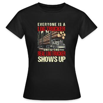 Log Truck Driver Timber Lorry Funny Logging Truck - Women's T-Shirt - black - Front - AI Model Female 172 dark (172cm)
