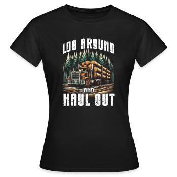 Log Truck Driver Timber Lorry Funny Logging Truck - Women's T-Shirt - black - Front - AI Model Female 172 dark (172cm)