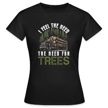 Log Truck Driver Timber Lorry Funny Logging Truck - Women's T-Shirt - black - Front - AI Model Female 172 dark (172cm)