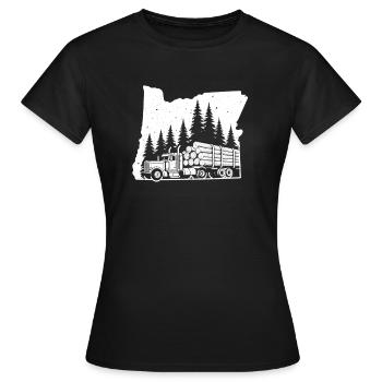 Log Truck Driver Timber Lorry Funny Logging Truck - Women's T-Shirt - black - Front - AI Model Female 172 dark (172cm)