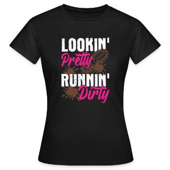 mud running mud girl run - Women's T-Shirt - black - Front - AI Model Female 172 dark (172cm)