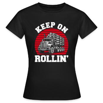 Log Truck Driver Timber Lorry Funny Logging Truck - Women's T-Shirt - black - Front - AI Model Female 172 dark (172cm)
