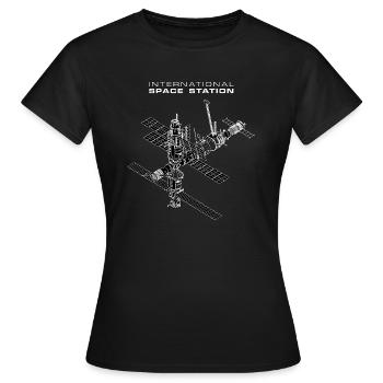 Internationale Raumstation mit Sojus - Frauen T-Shirt - Schwarz - Vorne - AI Model Female 172 dark (172cm)