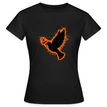 Silhouette colombe orange et contour noir - T-shirt Femme - noir - Devant - AI Model Female 172 dark (172cm)