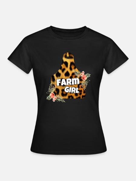 Farm Girl Cow Tag - Women's T-Shirt - black