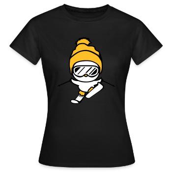 ski fahren kueken winter vogel spass klein suess n - Frauen T-Shirt - Schwarz - Vorne - AI Model Female 172 dark (172cm)