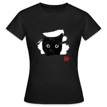 cat face in white - T-shirt Femme - noir - Devant - AI Model Female 172 dark (172cm)