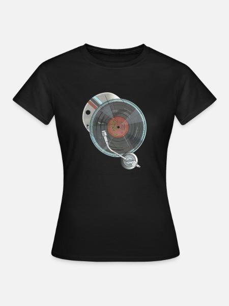 Plattenspieler - Frauen T-Shirt - Schwarz