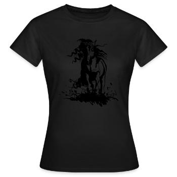Haflinger galope - T-shirt Femme - noir - Devant - AI Model Female 172 dark (172cm)