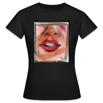 photo5406621316469075585 - Women's T-Shirt - black - Front - AI Model Female 172 dark (172cm)