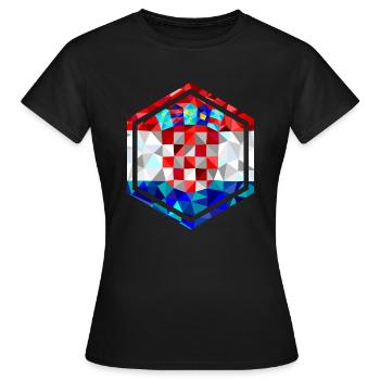 Kroatien Flagge Sechseck low poly Diamant Stil - Frauen T-Shirt - Schwarz - Vorne - AI Model Female 172 dark (172cm)