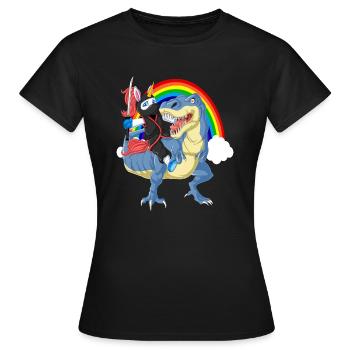 Ninja Einhorn Reiten Dinosaurier - Frauen T-Shirt - Schwarz - Vorne - AI Model Female 172 dark (172cm)