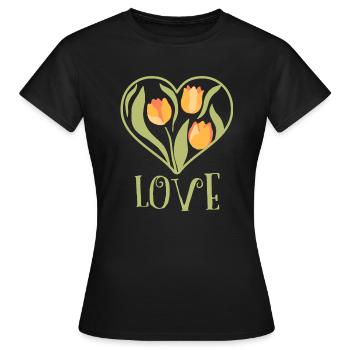Florale Liebe - Frauen T-Shirt - Schwarz - Vorne - AI Model Female 172 dark (172cm)