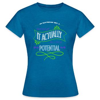 happy bday electrical engineering - Women's T-Shirt - antique blue sapphire heather - Front - AI Model Female 172 dark (172cm)