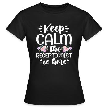 Réception fleurie du bureau d’accueil Réception des employés de la clinique - T-shirt Femme - noir - Devant - AI Model Female 172 dark (172cm)