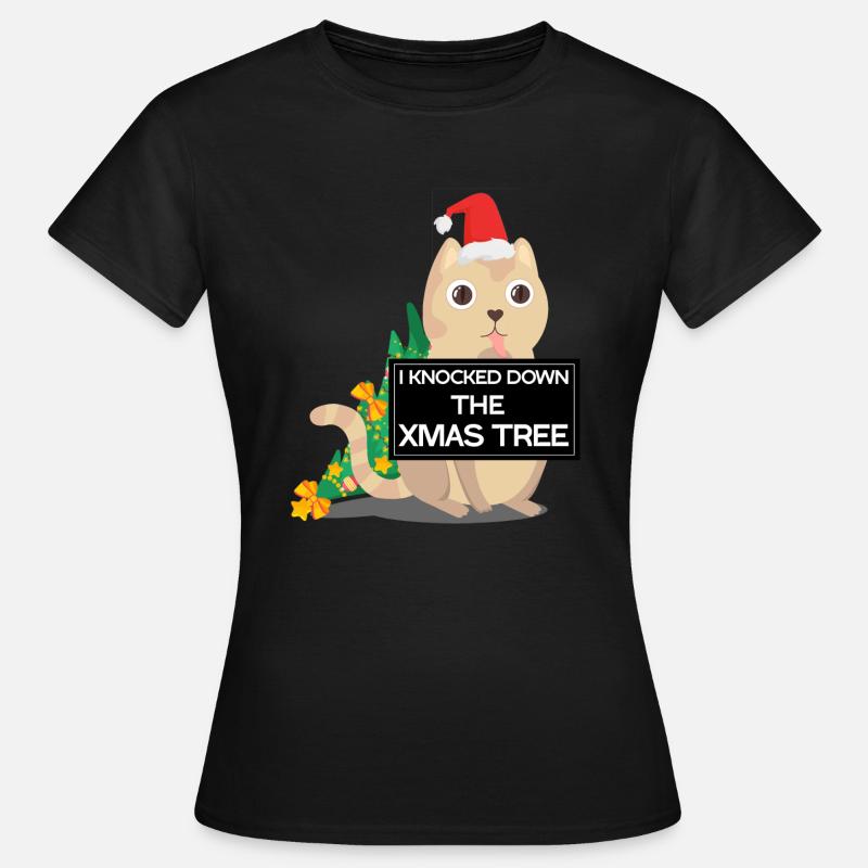 wrong Christmas cat Christmas tree - Women's T-Shirt - black