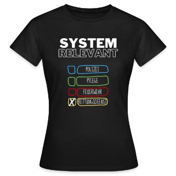 Systemrelevant | Rettungsdienst - Frauen T-Shirt - Schwarz - Vorne - AI Model Female 172 dark (172cm)