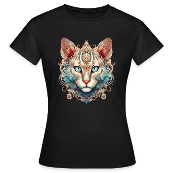 Tête de chat imaginaire: un mélange artistique - T-shirt Femme - noir - Devant - AI Model Female 172 dark (172cm)