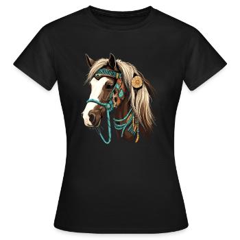 Icelandic Horse Indian - Women's T-Shirt - black - Front - AI Model Female 172 dark (172cm)