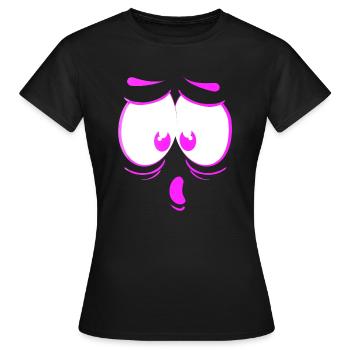 visage fou heureux dessin animé visage heureux dessin animé - T-shirt Femme - noir - Devant - AI Model Female 172 dark (172cm)