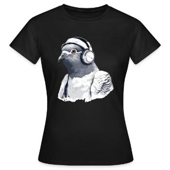 Zaki le pigeon audiophile - T-shirt Femme - noir - Devant - AI Model Female 172 dark (172cm)