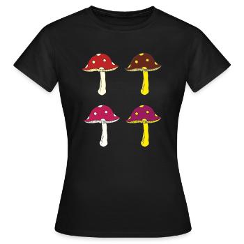 fliegenpilze bunt - Frauen T-Shirt - Schwarz - Vorne - AI Model Female 172 dark (172cm)