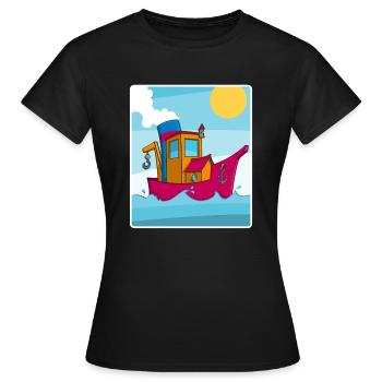 Buntes Bild eines lustigen Schleppers - Frauen T-Shirt - Schwarz - Vorne - AI Model Female 172 dark (172cm)