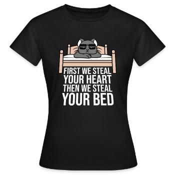 First We Steal Your Heart Then We Steal Your Bed - Women's T-Shirt - black - Front - AI Model Female 172 dark (172cm)