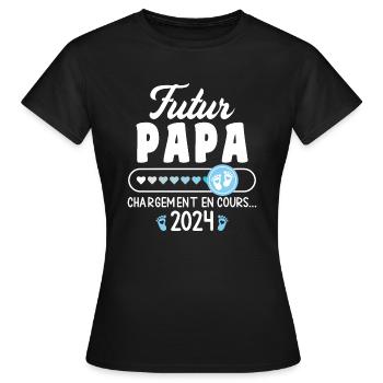Dad to be 2024 Dad in Progress Pregnancy Announcement - Women's T-Shirt - black - Front - AI Model Female 172 dark (172cm)