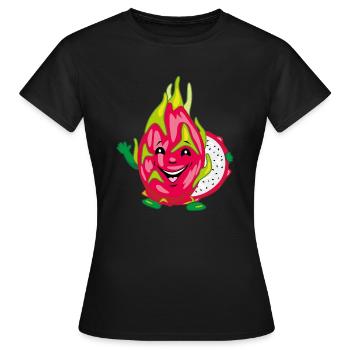 Lächelnde Pitaya-Drachenfrucht - Frauen T-Shirt - Schwarz - Vorne - AI Model Female 172 dark (172cm)