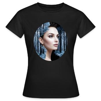 Belle femme combinée avec une scène de forêt - T-shirt Femme - noir - Devant - AI Model Female 172 dark (172cm)