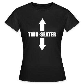 Deux places avec des flèches pointant vers le haut et vers le bas drôle - T-shirt Femme - noir - Devant - AI Model Female 172 dark (172cm)