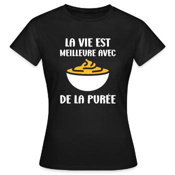 Purée - T-shirt Femme - noir - Devant - AI Model Female 172 dark (172cm)
