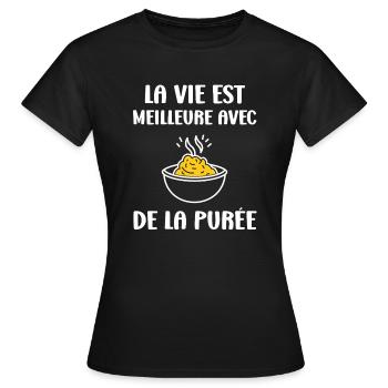 Purée - T-shirt Femme - noir - Devant - AI Model Female 172 dark (172cm)