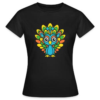 Pfau - Frauen T-Shirt - Schwarz - Vorne - AI Model Female 172 dark (172cm)