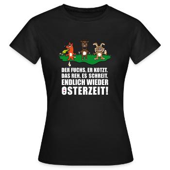Osterzeit | Ostern | Osterhase | Osterei Reh Fuchs - Frauen T-Shirt - Schwarz - Vorne - AI Model Female 172 dark (172cm)
