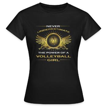 Ne sous-estimez FILLE FEMME VOLLEYBALL PLA WIFE - T-shirt Femme - noir - Devant - AI Model Female 172 dark (172cm)