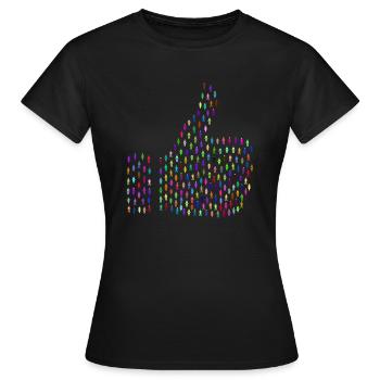 I like this Comme! Thumbs Up! - T-shirt Femme - noir - Devant - AI Model Female 172 dark (172cm)