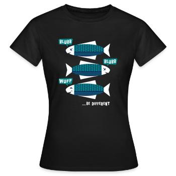 Be Different - Fische - Blubb - Be yourself - 3C - Frauen T-Shirt - Schwarz - Vorne - AI Model Female 172 dark (172cm)