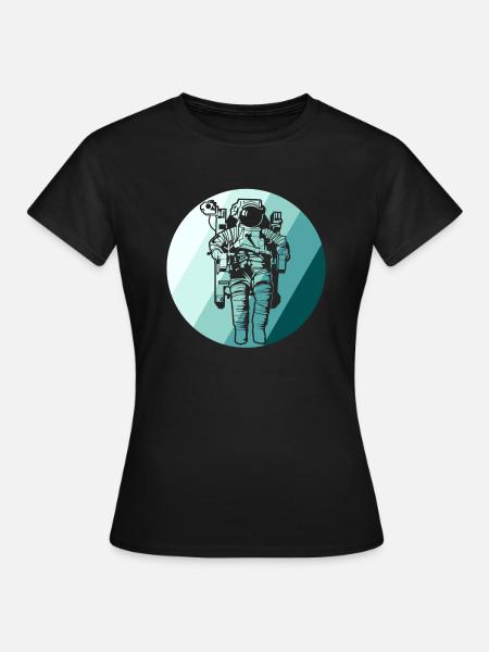 Astronaut im Kreis - Frauen T-Shirt - Schwarz