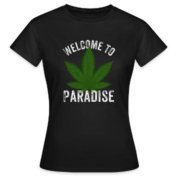 Bienvenue sur Paradise Cannabis Cannabis Marijuana Cannabis - T-shirt Femme - noir - Devant - AI Model Female 172 dark (172cm)