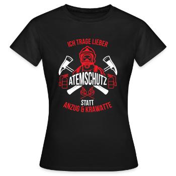 Atemschutz statt Anzug und Krawatte - Feuerwehr - Frauen T-Shirt - Schwarz - Vorne - AI Model Female 172 dark (172cm)