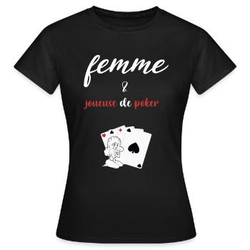 femme et joueuse de poker - T-shirt Femme - noir - Devant - AI Model Female 172 dark (172cm)