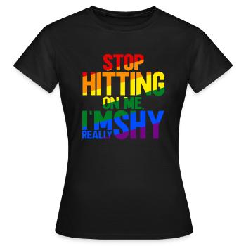 Arrêtez de me draguer, je suis timide - T-shirt Femme - noir - Devant - AI Model Female 172 dark (172cm)