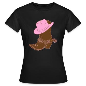 ROSA COWBOY STIEFEL - Frauen T-Shirt - Schwarz - Vorne - AI Model Female 172 dark (172cm)