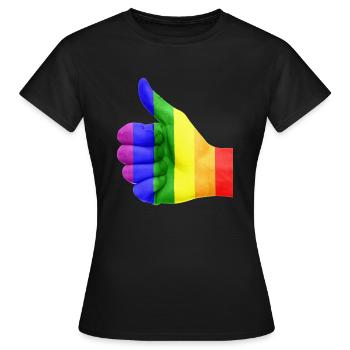 LGBT Rainbow Thumbs Up - T-shirt Femme - noir - Devant - AI Model Female 172 dark (172cm)