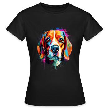 Beagle Colorful - Frauen T-Shirt - Schwarz - Vorne - AI Model Female 172 dark (172cm)