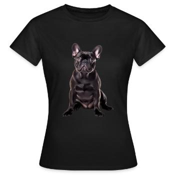 Bouledogue français - T-shirt Femme - noir - Devant - AI Model Female 172 dark (172cm)