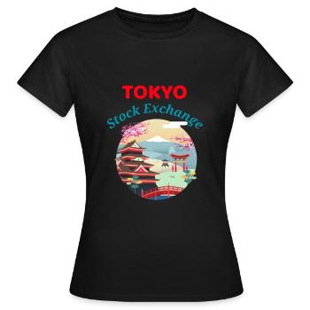 Tokyo Stock Exchange - Stock Market, Trading - Women's T-Shirt - black - Front - AI Model Female 172 dark (172cm)